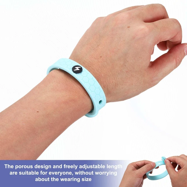 Alt view image 3 of 5 - Anti Static Bracelet 9" Adjustable Silicone Bracelet Black 3pcs | Balance Energy Sport Wristband Designed with Honeycomb/Lighting for Eliminate Static