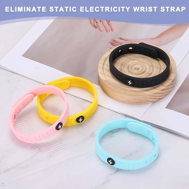 Alt view image 4 of 5 - Anti Static Bracelet 9" Adjustable Silicone Bracelet Black 3pcs | Balance Energy Sport Wristband Designed with Honeycomb/Lighting for Eliminate Static
