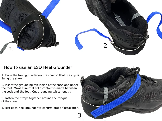 Alt view image 4 of 4 - Adjustable One Size Fits All Anti Static 1M Ohm ESD Reusable Foot Heel Straps Premium Quality Perfect for Grounding, Removing Static, Protecting Electronics Against Electric Shock - Blue - 2 Pieces