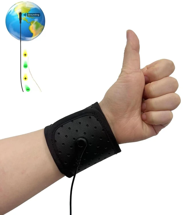 Main image of Grounding Wrist Strap,Black Grounding Wristband Improves Sleep Reduces Pain and Inflammation,Increases Energy Grounding Bracelet 12.5"x3.3"