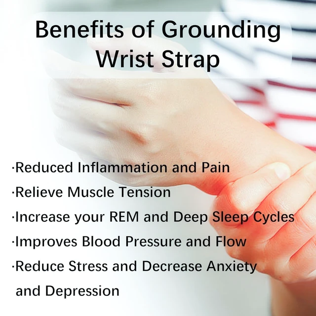 Alt view image 7 of 7 - Grounding Wrist Strap,Black Grounding Wristband Improves Sleep Reduces Pain and Inflammation,Increases Energy Grounding Bracelet 12.5"x3.3"