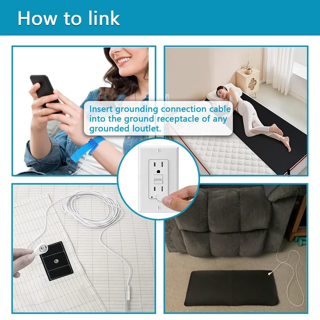 Alt view image 5 of 6 - 2 Packaged Grounding Wires and 4 Grounding Wrists, as an Alternative Grounding Cable Accessory for Grounding Pads and Grounding Pads, Suitable for Most Grounding Products, white