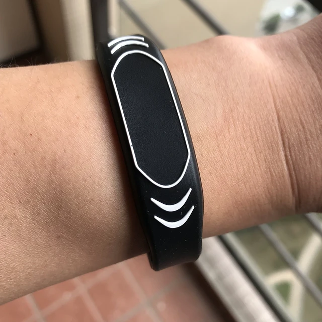 Alt view image 2 of 3 - 125KHz EM4100 Silicone RFID Wristbands, Adjustable Black Bracelets, 2Pack