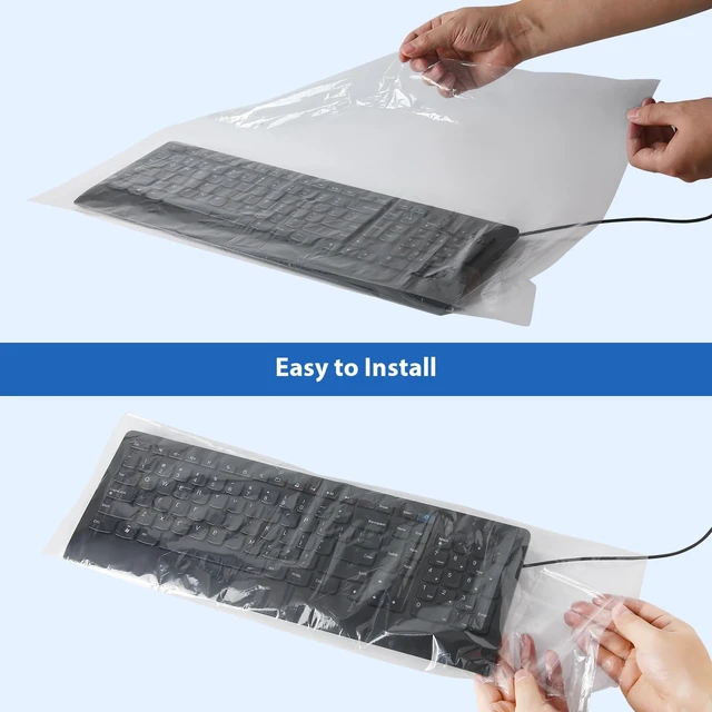 Alt view image 5 of 7 - 250 Pcs Disposable Universal Keyboard Sleeves, 22"x13.78", Waterproof | Clear Plastic Keyboard Protector for Medical, Dental, Office & Lab Keyboards