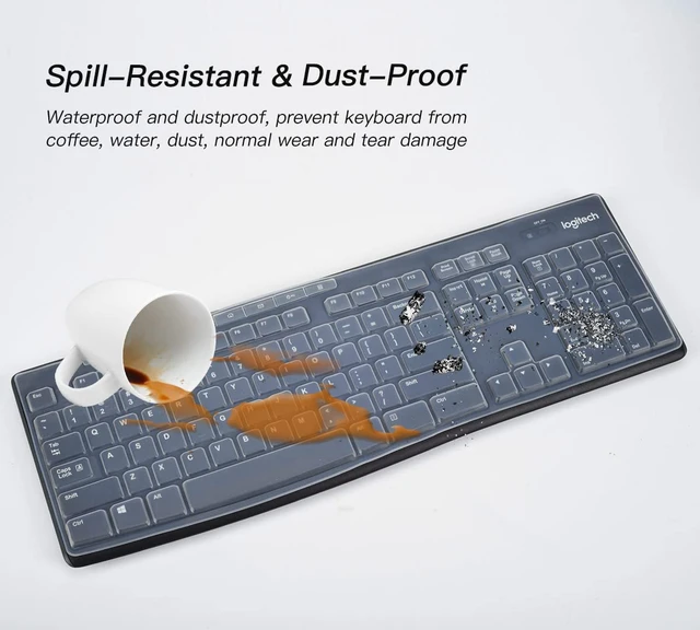 Alt view image 6 of 7 - Keyboard Cover for Logitech MK370 MK270 K270 MK295 Wireless Keyboard, Logitech MK295 K270 MK270 Silicone Protective Covers Skin