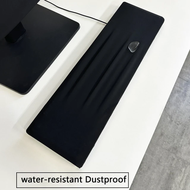 Alt view image 5 of 7 - 3-Piece Computer Dust Cover Set - Waterproof & Dustproof with Elastic Fabric, Pure Black Minimalist Design, Includes mainframe Case, Keyboard & 19-27 Inch Monitor Covers , Universal Fit