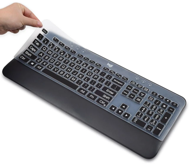 Main image of Keyboard Cover Skin for Logitech MK540 MK545 Keyboard Skin for Logitech MK545 MK540 Wireless Keyboard Cover Protector Skin, Logitech MK545 MK540 Accessories, Black-Large Print