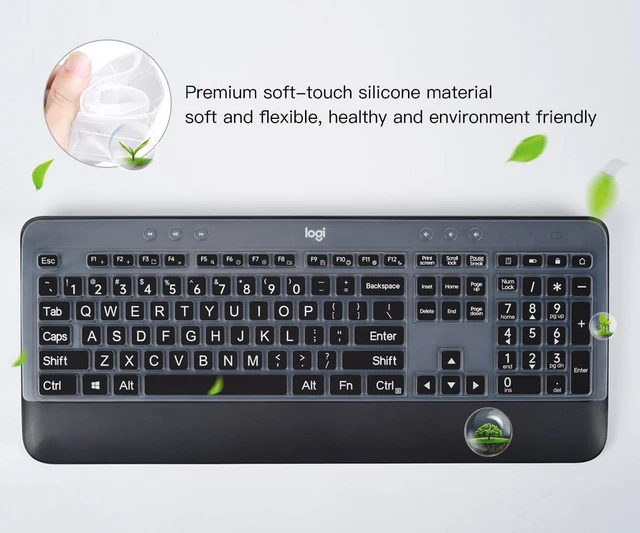 Alt view image 4 of 7 - Keyboard Cover Skin for Logitech MK540 MK545 Keyboard Skin for Logitech MK545 MK540 Wireless Keyboard Cover Protector Skin, Logitech MK545 MK540 Accessories, Black-Large Print