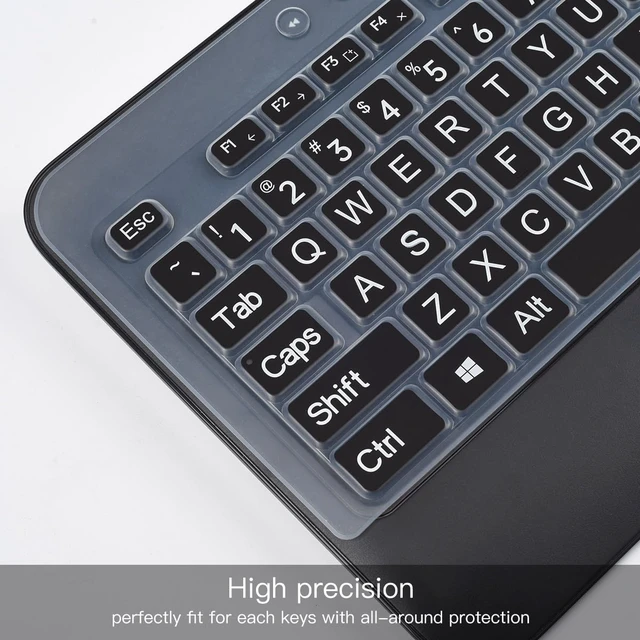 Alt view image 2 of 7 - Keyboard Cover Skin for Logitech MK540 MK545 Keyboard Skin for Logitech MK545 MK540 Wireless Keyboard Cover Protector Skin, Logitech MK545 MK540 Accessories, Black-Large Print