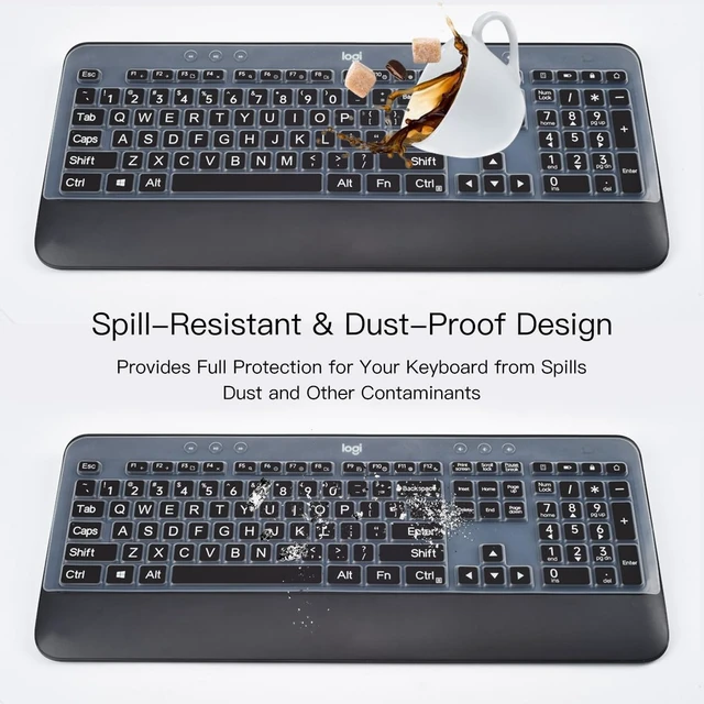 Alt view image 5 of 7 - Keyboard Cover Skin for Logitech MK540 MK545 Keyboard Skin for Logitech MK545 MK540 Wireless Keyboard Cover Protector Skin, Logitech MK545 MK540 Accessories, Black-Large Print