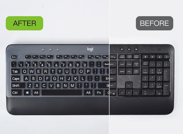 Alt view image 6 of 7 - Keyboard Cover Skin for Logitech MK540 MK545 Keyboard Skin for Logitech MK545 MK540 Wireless Keyboard Cover Protector Skin, Logitech MK545 MK540 Accessories, Black-Large Print