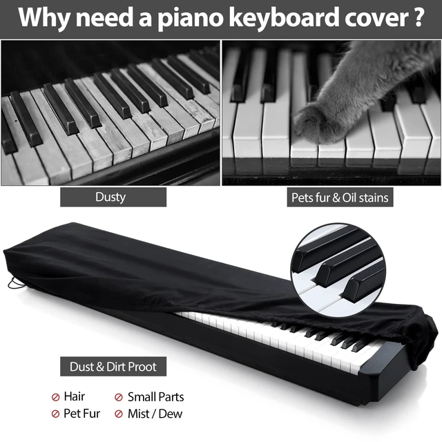 Alt view image 5 of 7 - 88 Keys Piano Keyboard Dust Cover -Adjustable Dust & Dirt Proof | Full Cover Elastic Cord Lock Easy Installation for Yamaha, Casio, RockJam,Alesis Digital Pianos