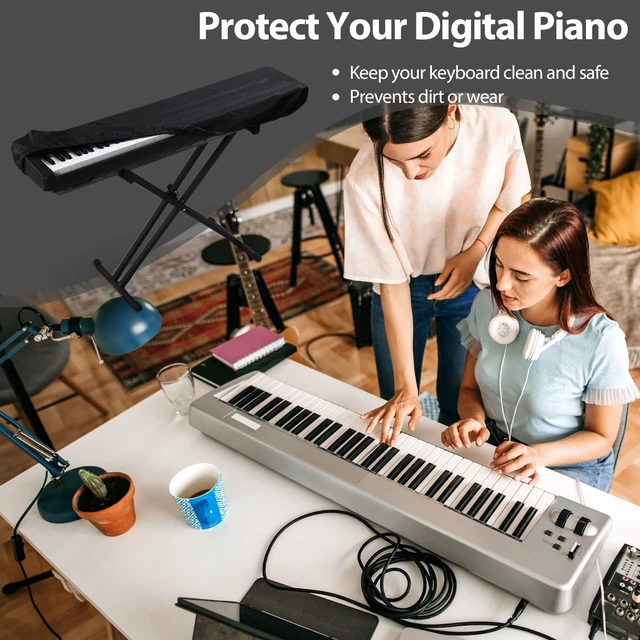 Alt view image 7 of 7 - 88 Keys Piano Keyboard Dust Cover -Adjustable Dust & Dirt Proof | Full Cover Elastic Cord Lock Easy Installation for Yamaha, Casio, RockJam,Alesis Digital Pianos