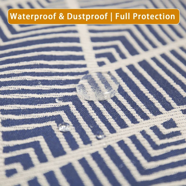 Alt view image 3 of 7 - Waterproof Keyboard Cover, Fits 61/76/88 Key Electronic Keyboards, Piano Cover with Tassels, Soft Thick Fabric, Dustproof, Universal Fit for Yamaha Casio Roland (Navy Blue And White)