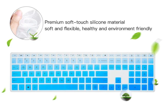 Alt view image 6 of 7 - Keyboard Cover for HP Pavilion 27 All in One PC 27-xa0014/27 Xa0055Ng/0370Nd/0076Hk/0010Na, HP Pavilion 24-inch 24-xa0020 Xa0002A Xa0032 xa0013w, HP Pavilion All in One Keyboard Cover, Ombre Blue