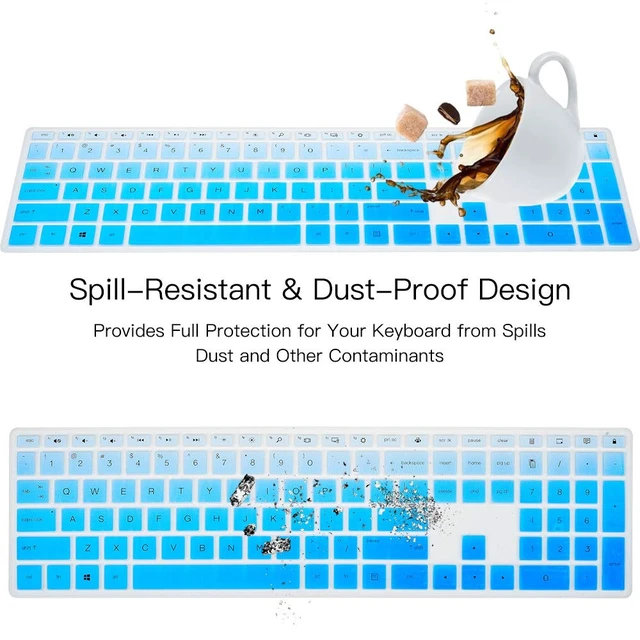 Alt view image 7 of 7 - Keyboard Cover for HP Pavilion 27 All in One PC 27-xa0014/27 Xa0055Ng/0370Nd/0076Hk/0010Na, HP Pavilion 24-inch 24-xa0020 Xa0002A Xa0032 xa0013w, HP Pavilion All in One Keyboard Cover, Ombre Blue