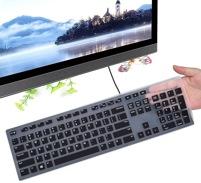 Main image of Keyboard Cover for DELL KB216 KB216b KB216t KB216d KB216p Wired & KM636 & Dell Optiplex 5250 3050 3240 5460 7450 705, Dell Inspiron 24" 27" 7700/7790/3475/3670/3477 All-in one Desktop Keyboard -Black