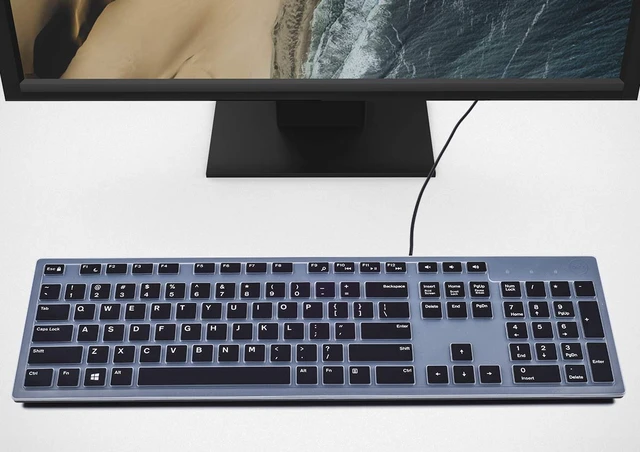 Alt view image 3 of 7 - Keyboard Cover for DELL KB216 KB216b KB216t KB216d KB216p Wired & KM636 & Dell Optiplex 5250 3050 3240 5460 7450 705, Dell Inspiron 24" 27" 7700/7790/3475/3670/3477 All-in one Desktop Keyboard -Black