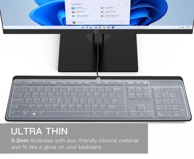 Alt view image 6 of 7 - Keyboard Cover For HP USB Slim Business Keyboard KU-1469 SK-2120 KB-1469 803181 And HP EliteOne 800 G4 All-In-One PC, Clear Silicone