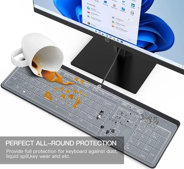 Alt view image 7 of 7 - Keyboard Cover For HP USB Slim Business Keyboard KU-1469 SK-2120 KB-1469 803181 And HP EliteOne 800 G4 All-In-One PC, Clear Silicone
