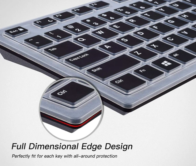 Alt view image 4 of 7 - Keyboard Cover for DELL KB216 KB216b KB216t KB216d KB216p Wired & KM636 & Dell Optiplex 5250 3050 3240 5460 7450 705, Dell Inspiron 24" 27" 7700/7790/3475/3670/3477 All-in one Desktop Keyboard -Black