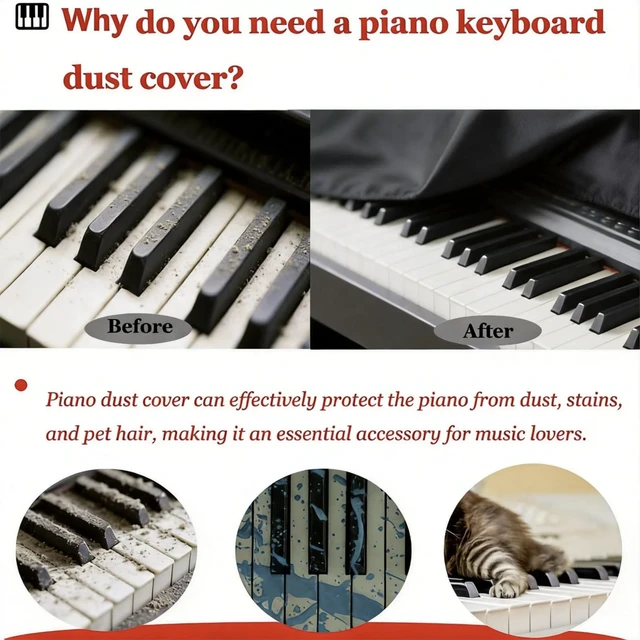 Alt view image 4 of 7 - 88-Key Piano Keyboard Dust Cover, Oxford Cloth, Waterproof and Dustproof