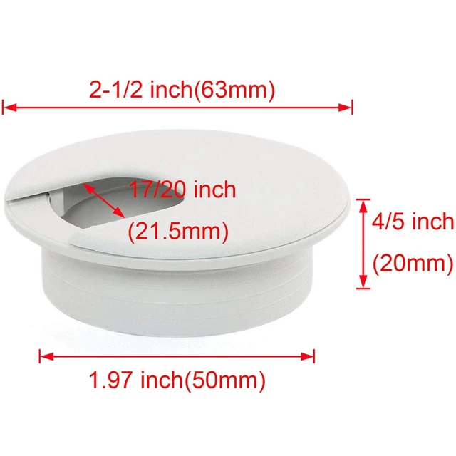 Alt view image 2 of 4 - 2pcs 2 Inch Desk Wire Cord Cable Grommets Hole Cover for Office PC Desk Cable Cord Organizer Plastic Cover (White-2Pcs)