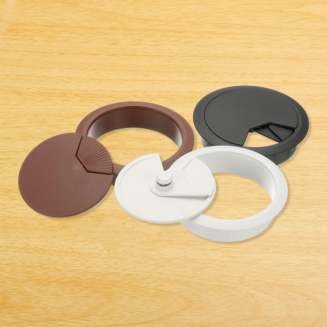 Alt view image 5 of 6 - 3.15 Inch/80mm Desk Grommet, 4Pcs Cable Grommet Wire Management Cable Hole Cover Cord Organizer for Office Home Table Countertop, Black