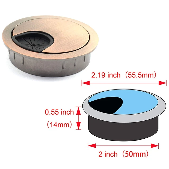 Alt view image 2 of 4 - 1pc 2 inch (50mm) Metal Desk Grommets for Managing and Hiding Wire Cord Cable Hole Cover Office PC Desk Cable Cord Organizer Zinc Alloy Cover Copper Red