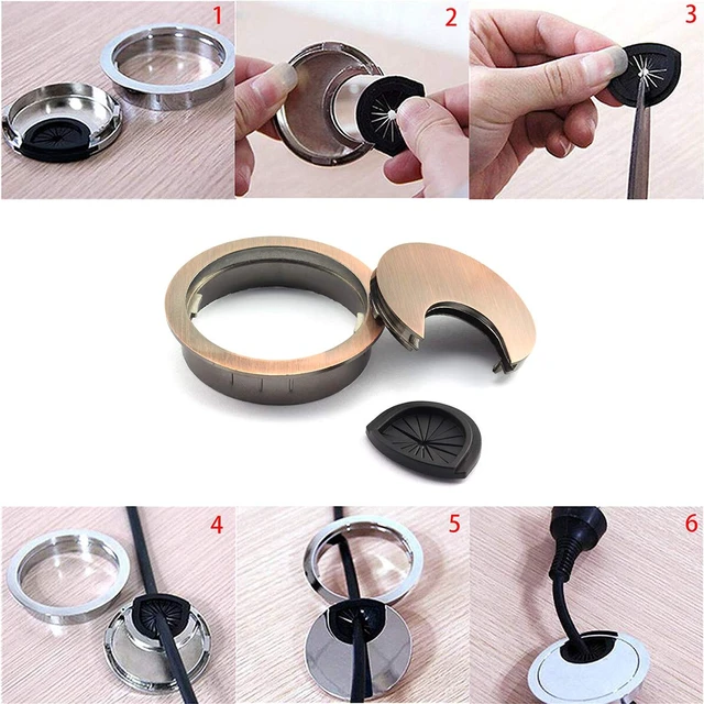 Alt view image 3 of 4 - 1pc 2 inch (50mm) Metal Desk Grommets for Managing and Hiding Wire Cord Cable Hole Cover Office PC Desk Cable Cord Organizer Zinc Alloy Cover Copper Red