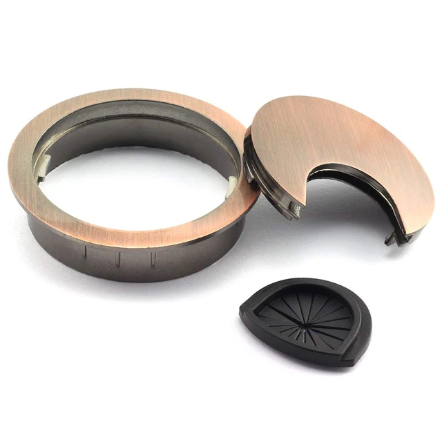 Alt view image 4 of 4 - 1pc 2 inch (50mm) Metal Desk Grommets for Managing and Hiding Wire Cord Cable Hole Cover Office PC Desk Cable Cord Organizer Zinc Alloy Cover Copper Red