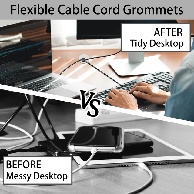 Alt view image 6 of 7 - 1.5 Inch(38mm) Desk Grommet,13 Pieces Cable Grommet, Desk Hole Cover for Cables with Hole Saw,Plastic Cable Cord Wire Hole Cover for Desk, Table,Cabinet,Countertop and Other Furniture(Whitek)