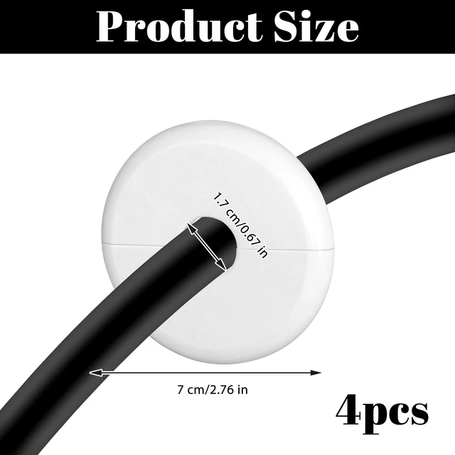 Alt view image 7 of 7 - 4PCS White Wall Grommet, 2.76'' Cable Hole Cover for Wall Cable Pass Through - Cord Hider Hider for Organizing TV Ethernet Starlink Cables, Protects Cords Decorates Holes