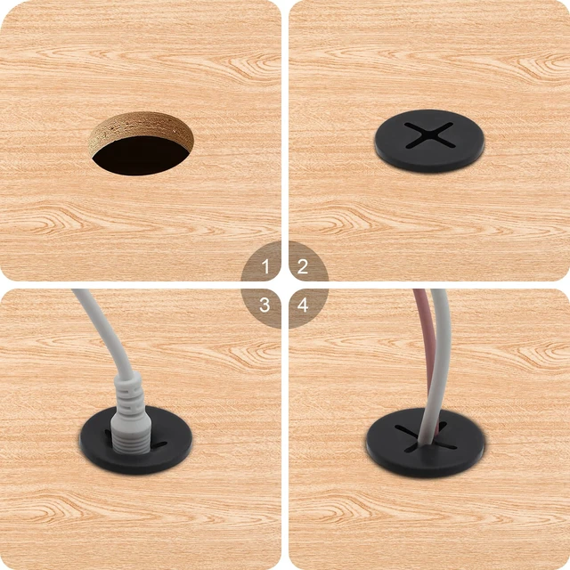 Alt view image 4 of 6 - Desk Grommet, 3/4 Inch Flexible Rubber Grommets, Silicone Cable Cord Grommet Wire Hole Cover for Desk, Table and Other Furnitures(12Pack)