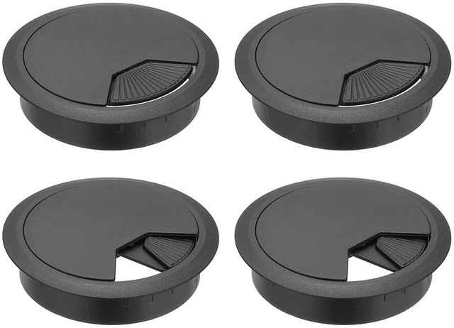 Main image of 3.15 Inch/80mm Desk Grommet, 4Pcs Cable Grommet Wire Management Cable Hole Cover Cord Organizer for Office Home Table Countertop, Black