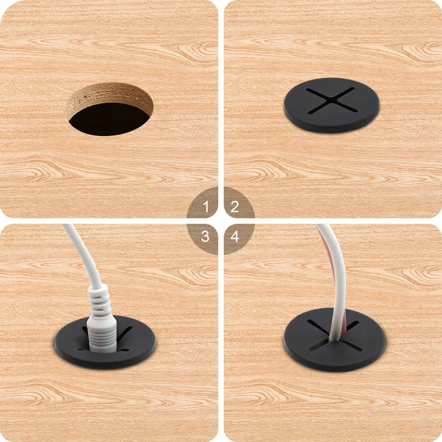 Alt view image 4 of 6 - Desk Grommet, 1 Inch Flexible Rubber Grommets, Silicone Cable Cord Grommet Wire Hole Cover for Desk, Table and Other Furnitures(12Pack)