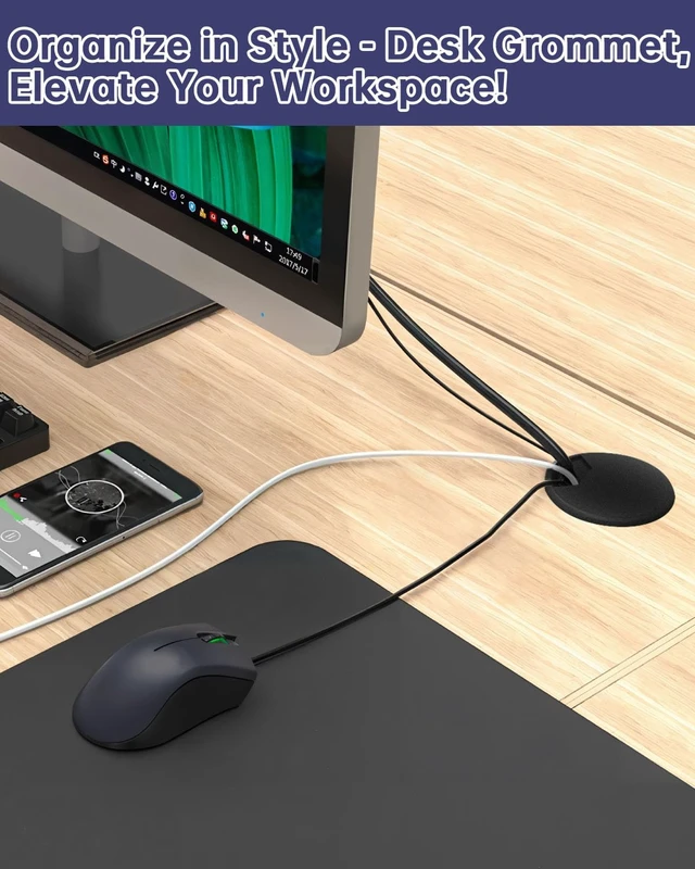 Alt view image 2 of 7 - Desk Grommet & Cable Grommet 2 Inch (10 Pack) - Black Desk Hole Cover with Hole Saw - Cable Management Kit for Office, TV Stand, Workstation - Hide Wires Behind Wall, Cable Pass Through (50mm)