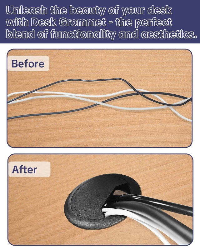 Alt view image 5 of 7 - Desk Grommet & Cable Grommet 2 Inch (10 Pack) - Black Desk Hole Cover with Hole Saw - Cable Management Kit for Office, TV Stand, Workstation - Hide Wires Behind Wall, Cable Pass Through (50mm)
