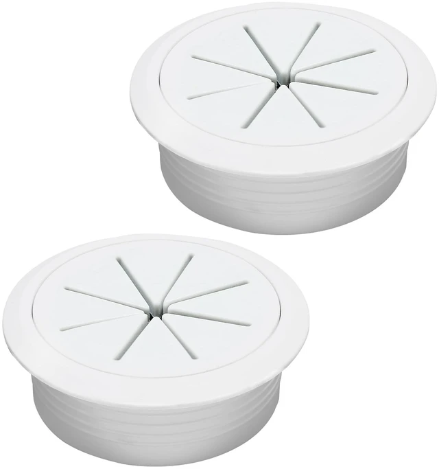 Main image of 2 Pcs Desk Grommet 2" (50mm), Desk Hole Cover for Cables | White ABS Plastic Desk Hole Grommet, Cable Grommet for Office Home Table Cable, Detachable & Flexible Cable Cord Organizer