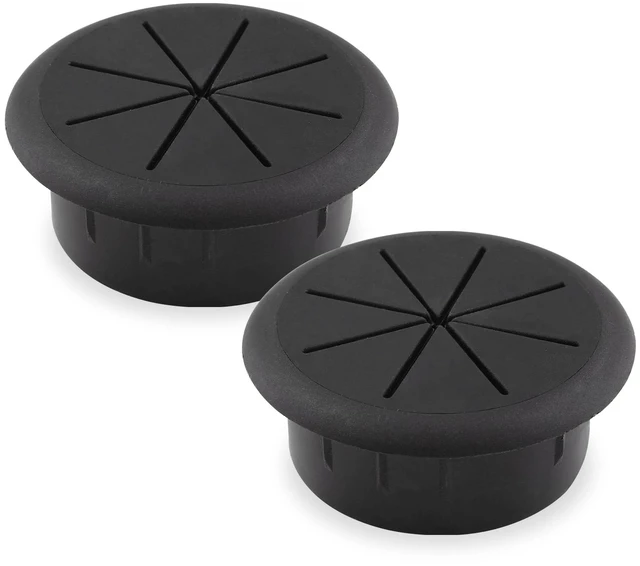 Main image of 2pcs 2 Inch Cable Grommet, Black | Flexible Desk Grommet, Cable Cord Hole Plug, Wire Hole Cover, Wire Pass Through