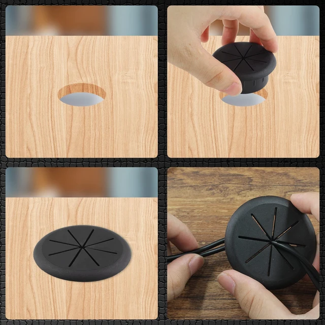 Alt view image 4 of 7 - 2pcs 2 Inch Cable Grommet, Black | Flexible Desk Grommet, Cable Cord Hole Plug, Wire Hole Cover, Wire Pass Through