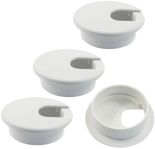Main image of 4 Pcs 2 Inch White Desk Grommet, Plastic Cable Hole Cover | Desk Wire Cord Organizer, For Office Equipment, Computer Table