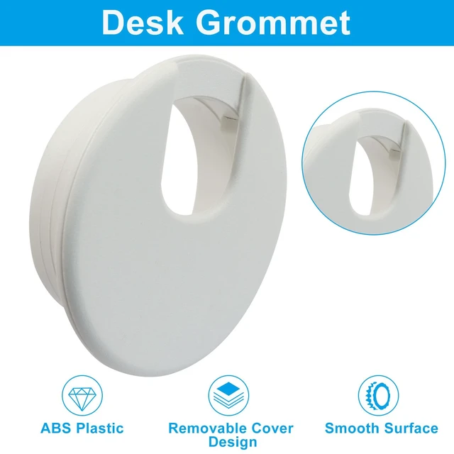 Alt view image 3 of 5 - 4 Pcs 2 Inch White Desk Grommet, Plastic Cable Hole Cover | Desk Wire Cord Organizer, For Office Equipment, Computer Table