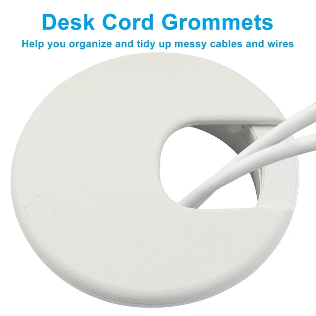 Alt view image 4 of 5 - 4 Pcs 2 Inch White Desk Grommet, Plastic Cable Hole Cover | Desk Wire Cord Organizer, For Office Equipment, Computer Table