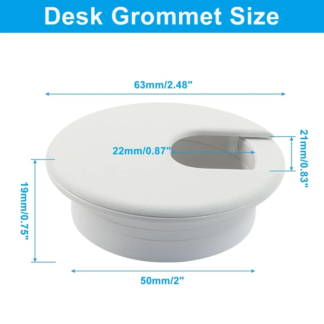 Alt view image 2 of 5 - 4 Pcs 2 Inch White Desk Grommet, Plastic Cable Hole Cover | Desk Wire Cord Organizer, For Office Equipment, Computer Table