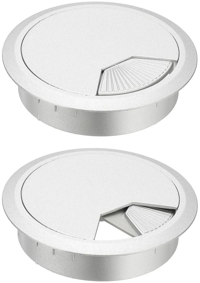 Main image of 3.15 Inch/80mm Desk Grommet, 2Pcs Cable Grommet Wire Management Cable Hole Cover Cord Organizer for Office Home Table Countertop, Silver