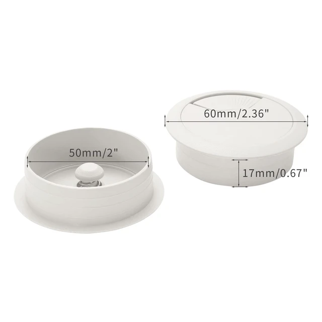 Alt view image 2 of 7 - 5 Pack 2 Inch White Desk Grommet, Plastic Wire Cable Hole Cover | ABS Plastic Smooth Surface, Removable Lip for Multiple Wires, Fits 50mm Hole, Organize Desk Cables