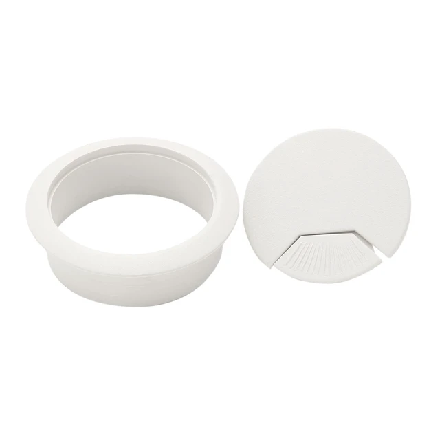 Alt view image 5 of 7 - 5 Pack 2 Inch White Desk Grommet, Plastic Wire Cable Hole Cover | ABS Plastic Smooth Surface, Removable Lip for Multiple Wires, Fits 50mm Hole, Organize Desk Cables