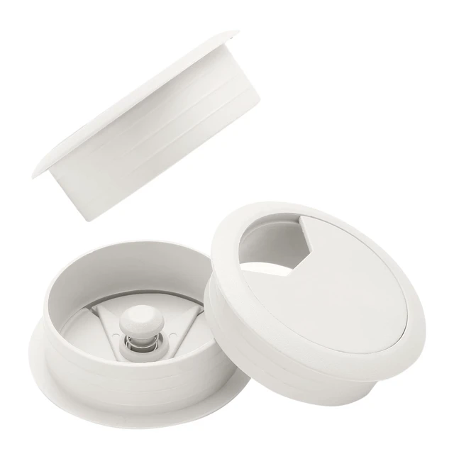 Alt view image 6 of 7 - 5 Pack 2 Inch White Desk Grommet, Plastic Wire Cable Hole Cover | ABS Plastic Smooth Surface, Removable Lip for Multiple Wires, Fits 50mm Hole, Organize Desk Cables