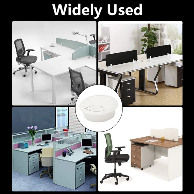 Alt view image 7 of 7 - 5 Pack 2 Inch White Desk Grommet, Plastic Wire Cable Hole Cover | ABS Plastic Smooth Surface, Removable Lip for Multiple Wires, Fits 50mm Hole, Organize Desk Cables